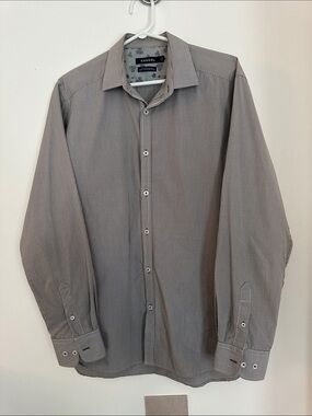 Kangol Men's Dress Shirt Checkered Long Sleeve 100% Cotton